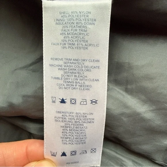 Lands’ End Gray/Blue Long Down Puffer Coat Hooded Winter Parka Women M 10-12 - Picture 7 of 11